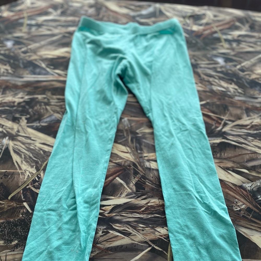 Girls 14/16 teal leggings with glittered legs